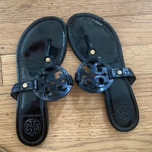 Black patent leather Tory Burch sandals